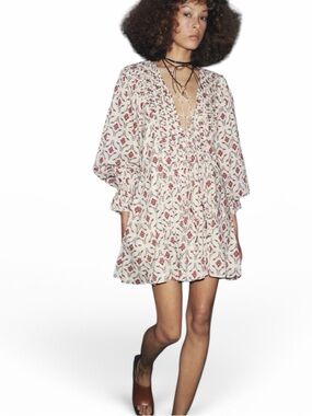 Zara 100% Cotton Dress with Double Front Tie